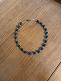 Deep blue faceted oval glass necklace