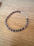 Rose quartz & mauve glass disk necklace