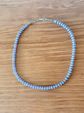 Lavender disc & rainbow seed bead necklace