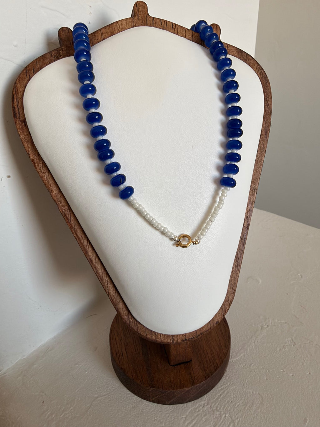 Cobalt blue & white rondelle necklace