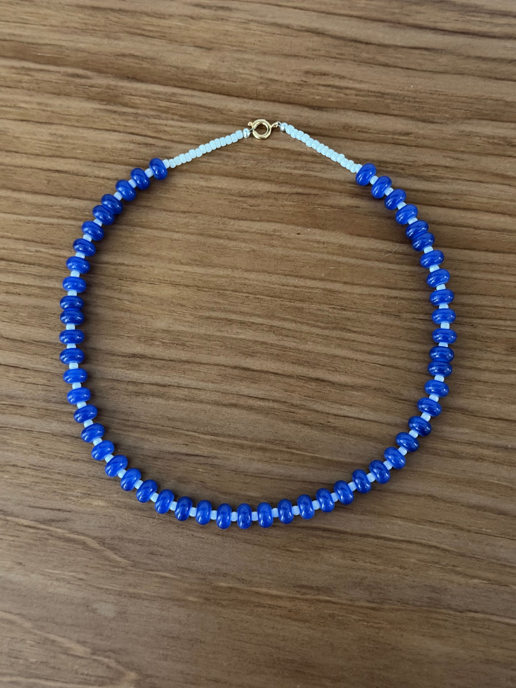 Cobalt blue & white rondelle necklace