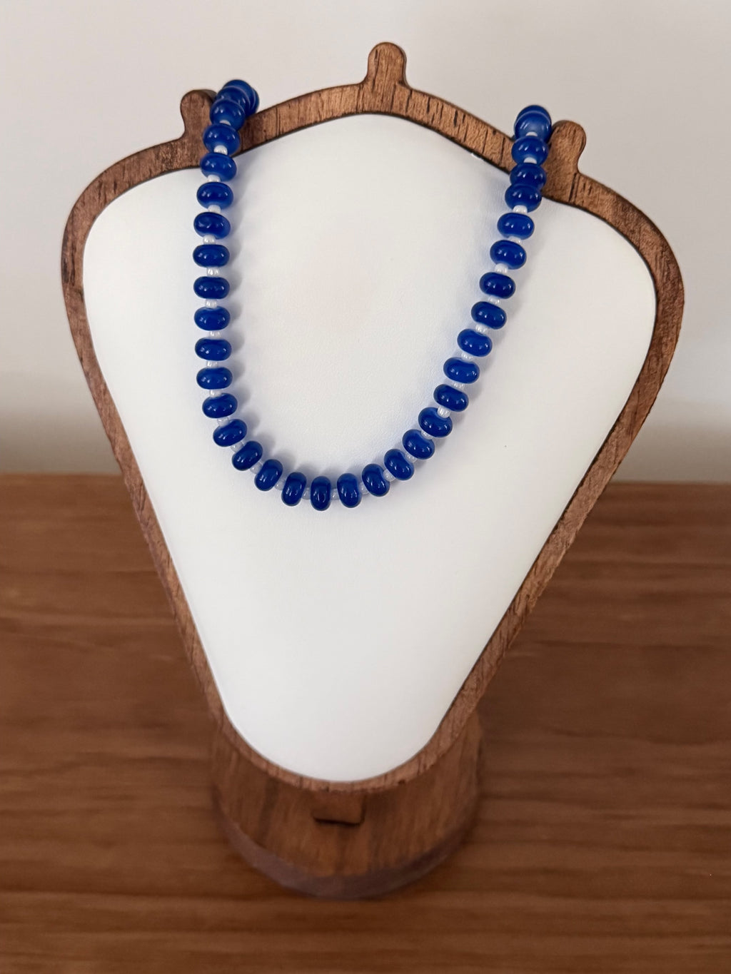 Cobalt blue & white rondelle necklace