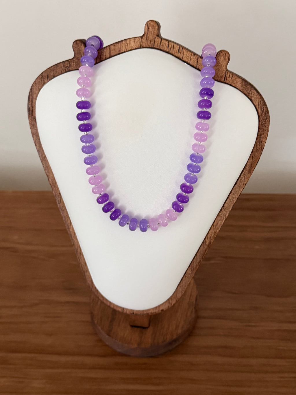 Lavender & violet glass rondelle necklace