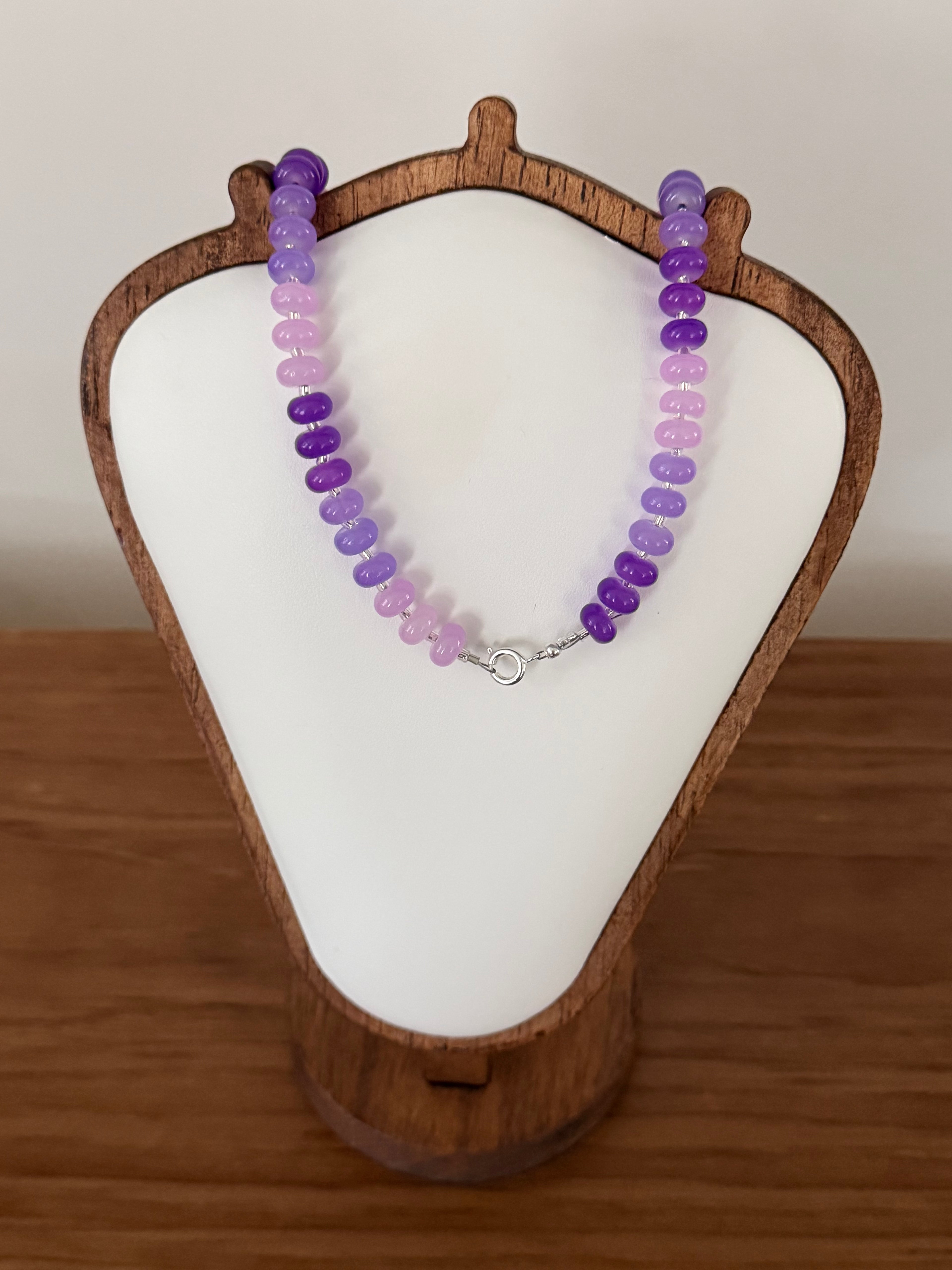 Lavender & violet glass rondelle necklace