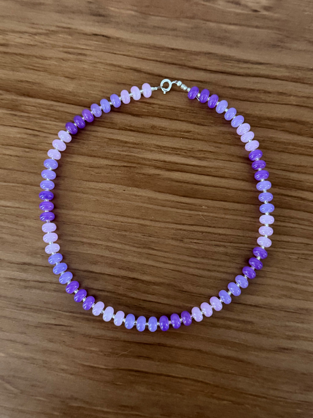 Lavender & violet glass rondelle necklace