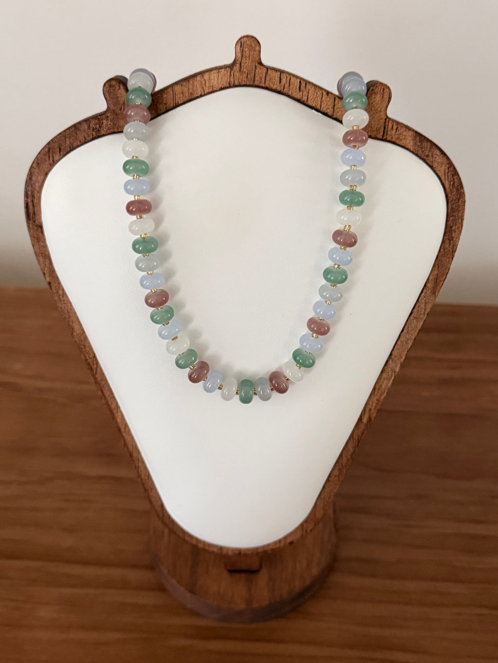 Natural sea glass rondelle necklace