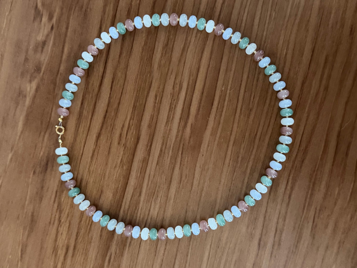 Natural sea glass rondelle necklace