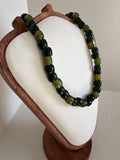 Two-tone green glass bead necklace