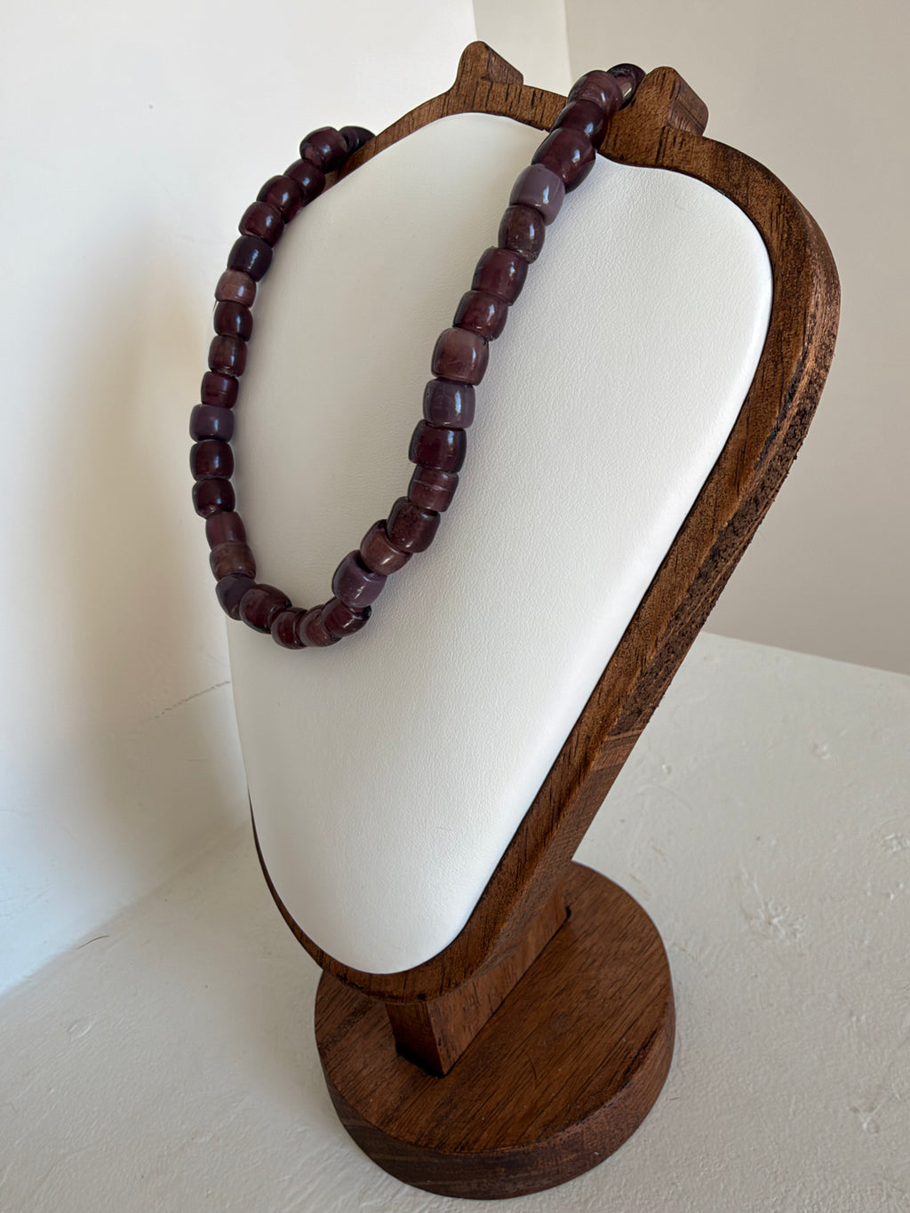 Plum & mauve chunky bead necklace (18.5")