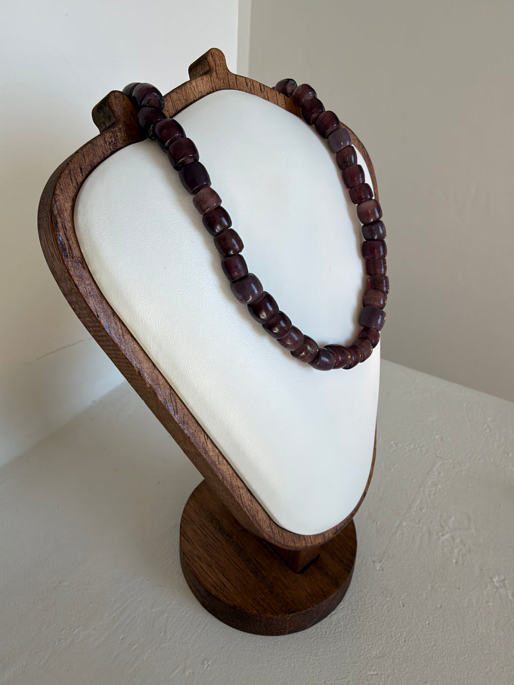 Plum & mauve chunky bead necklace (18.5")