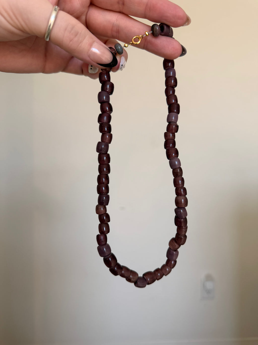 Plum & mauve chunky bead necklace (18.5")