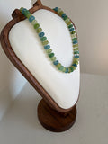 Sea glass green & blue crackle rondelle necklace