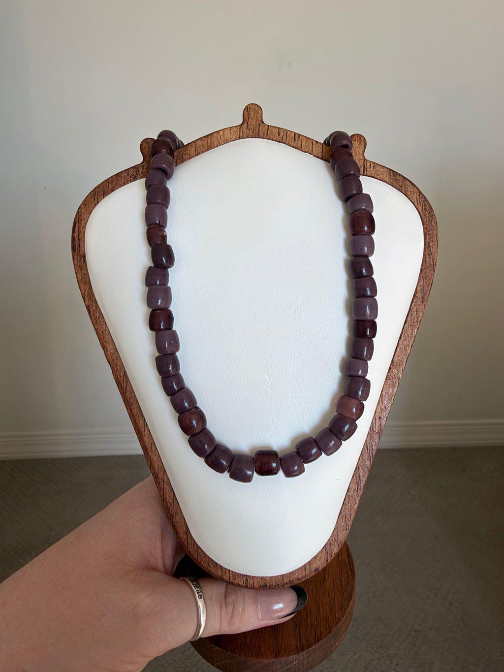 Plum & mauve chunky bead necklace (17")