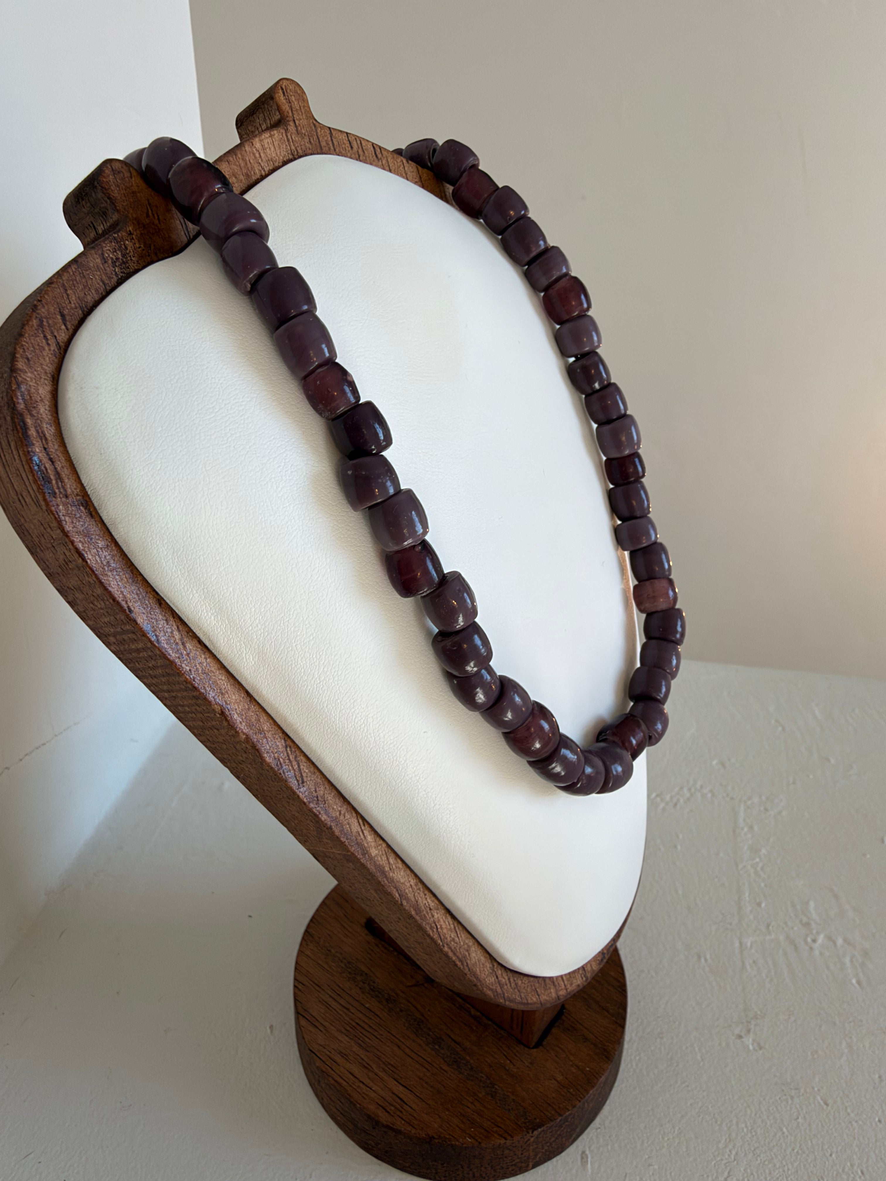 Plum & mauve chunky bead necklace (17")