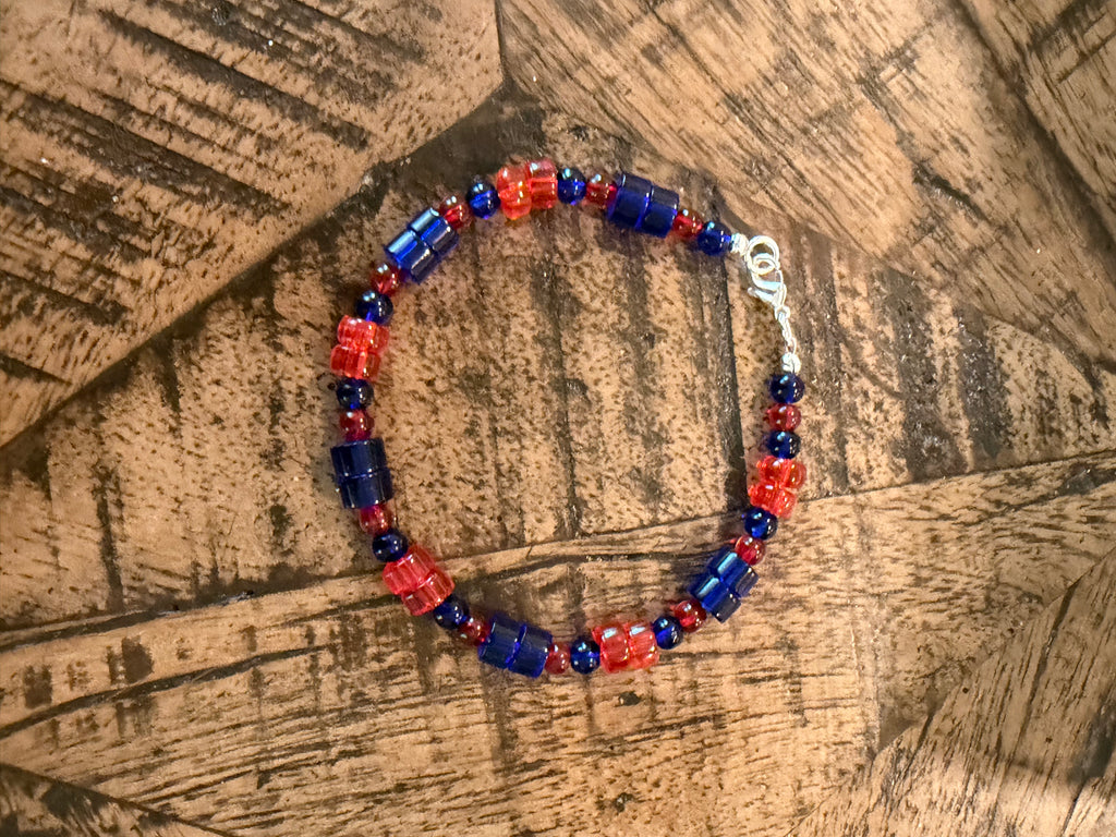 Red & blue game day bracelet
